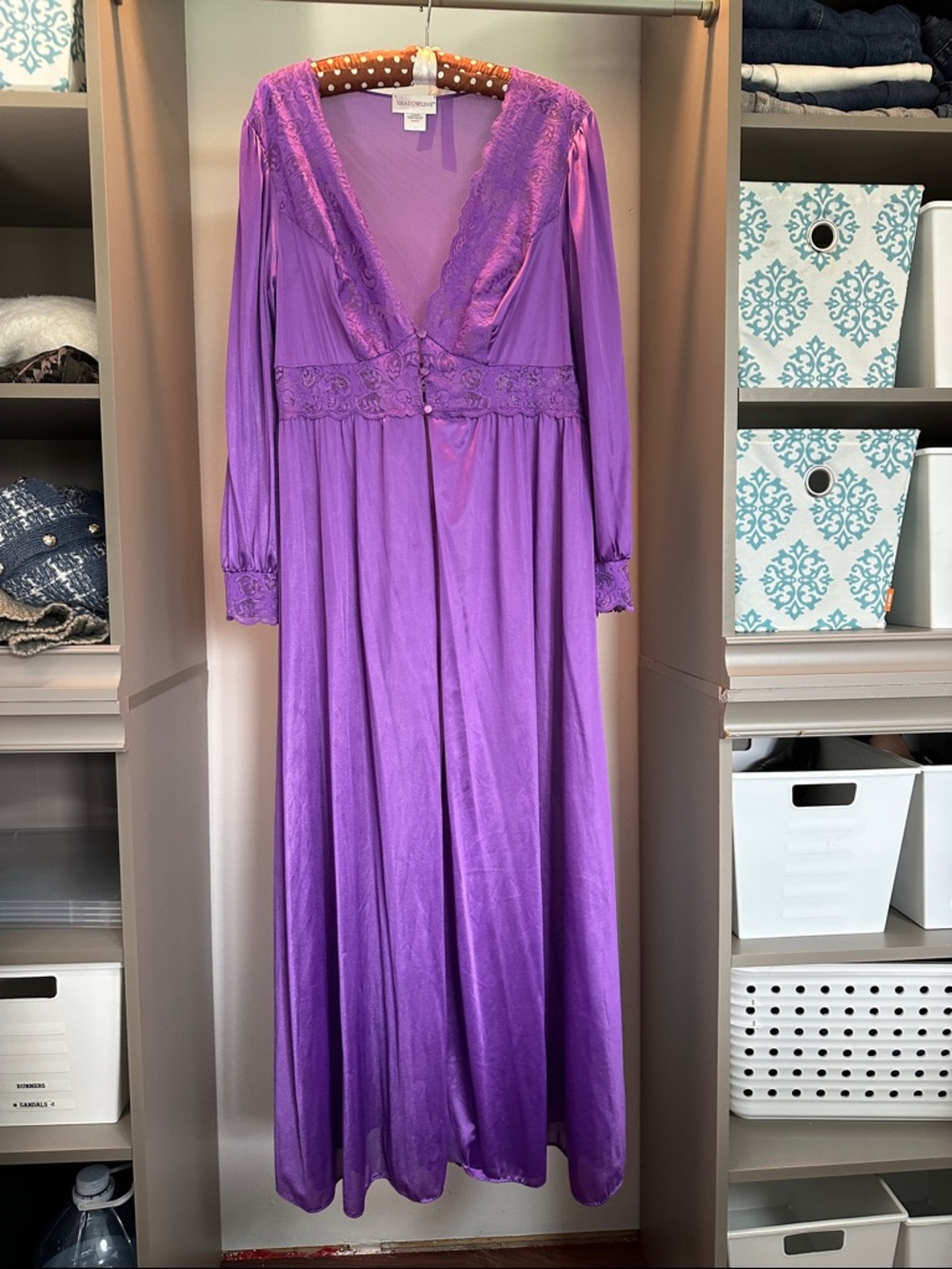 Vintage-Inspired Purple Lace Trim Nightgown or houseboat